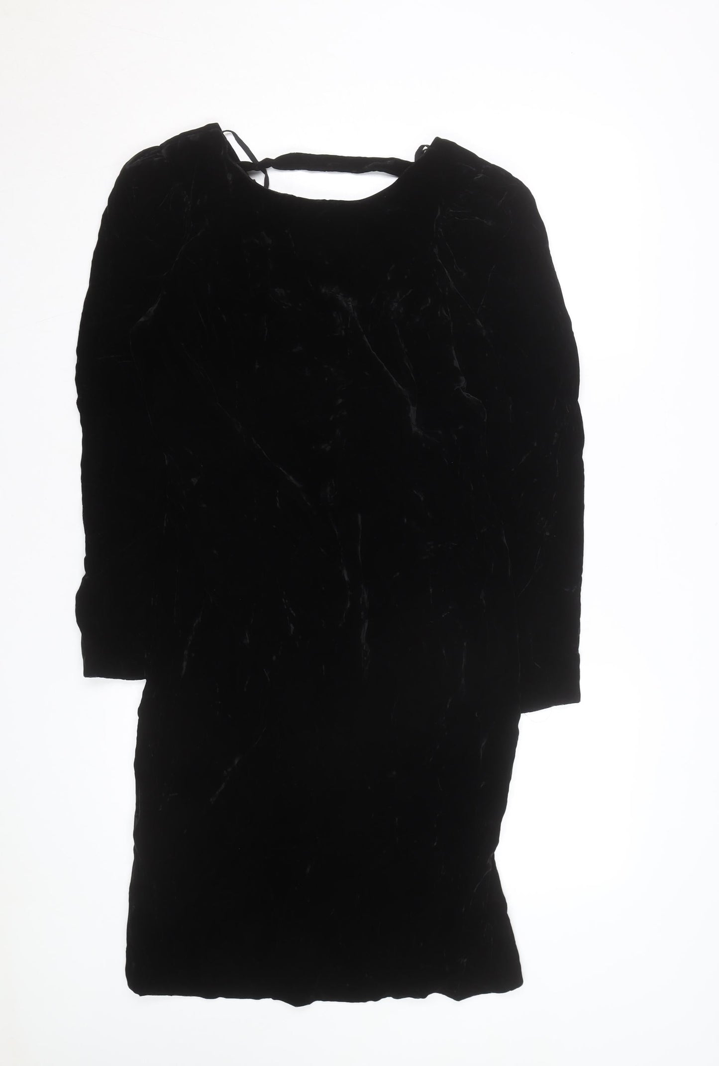 Galleria Women’s Black Velvet Bodycon Dress Size M Long Sleeve Vintage