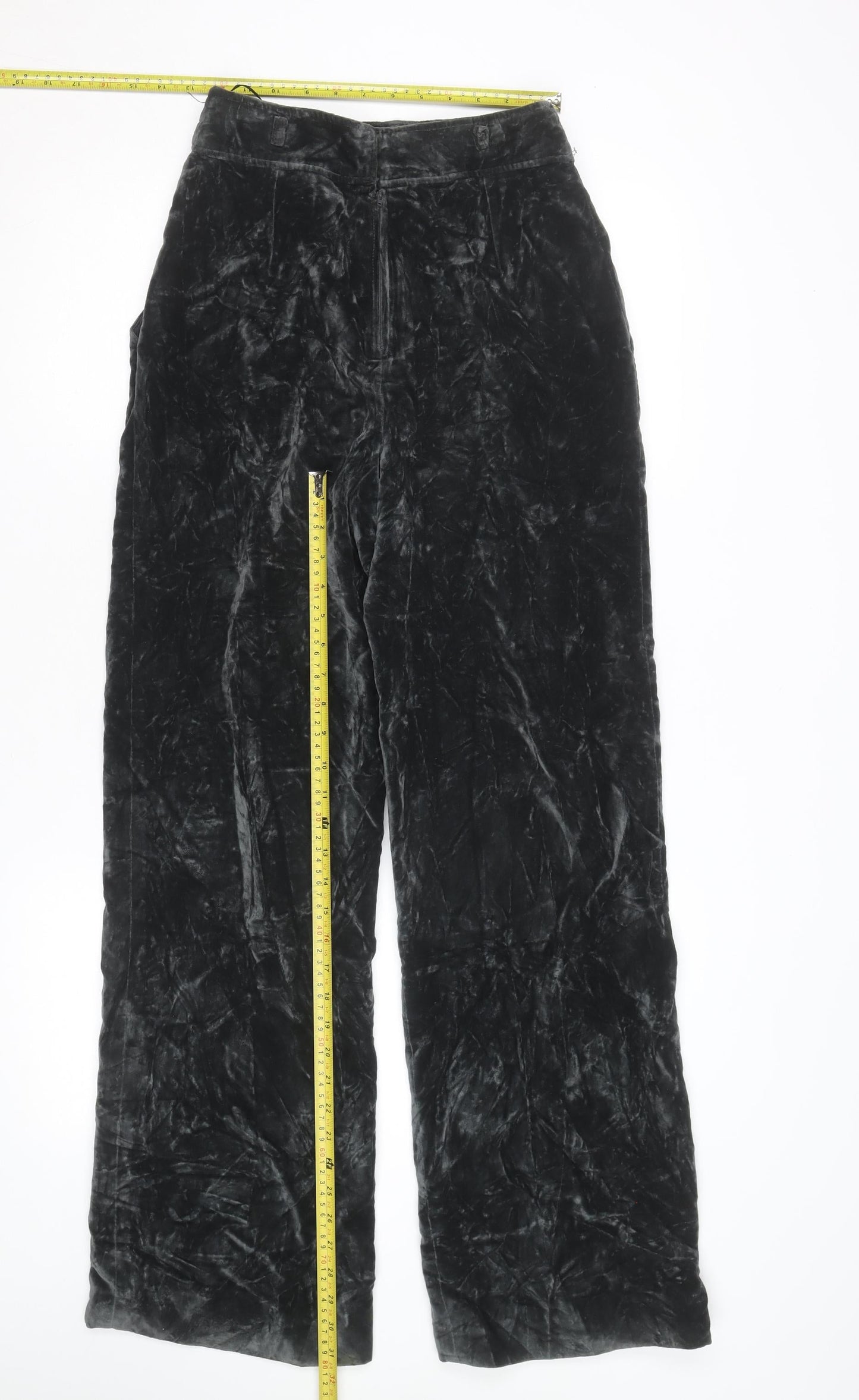 Bonwit Teller Womens Black Velvet Wide-Leg High Rise Formal Trousers Size 10