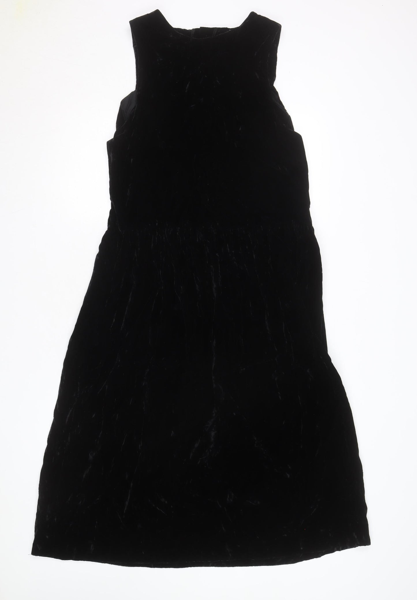 Lands' End Women's Black Velvet A-Line Sleeveless Dress Size 12