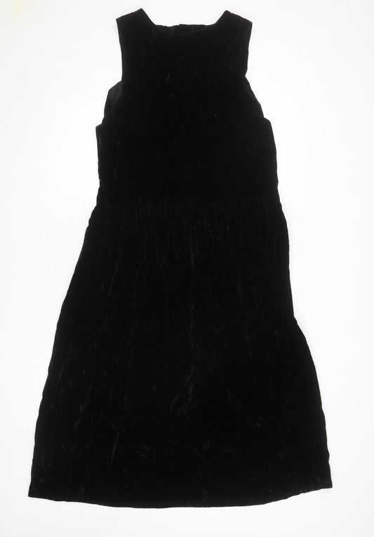 Lands' End Women's Black Velvet A-Line Sleeveless Dress Size 12