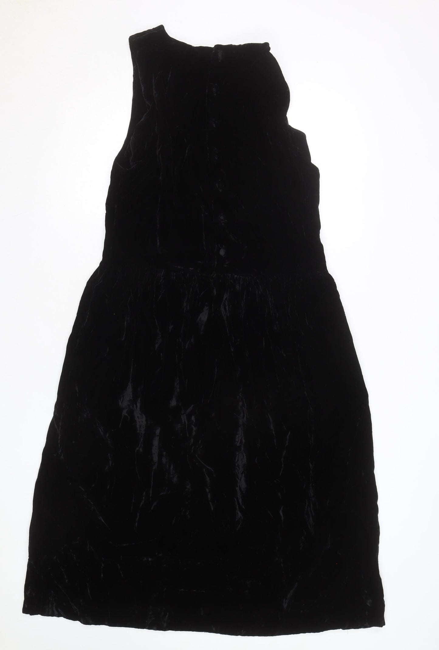 Lands' End Women's Black Velvet A-Line Sleeveless Dress Size 12