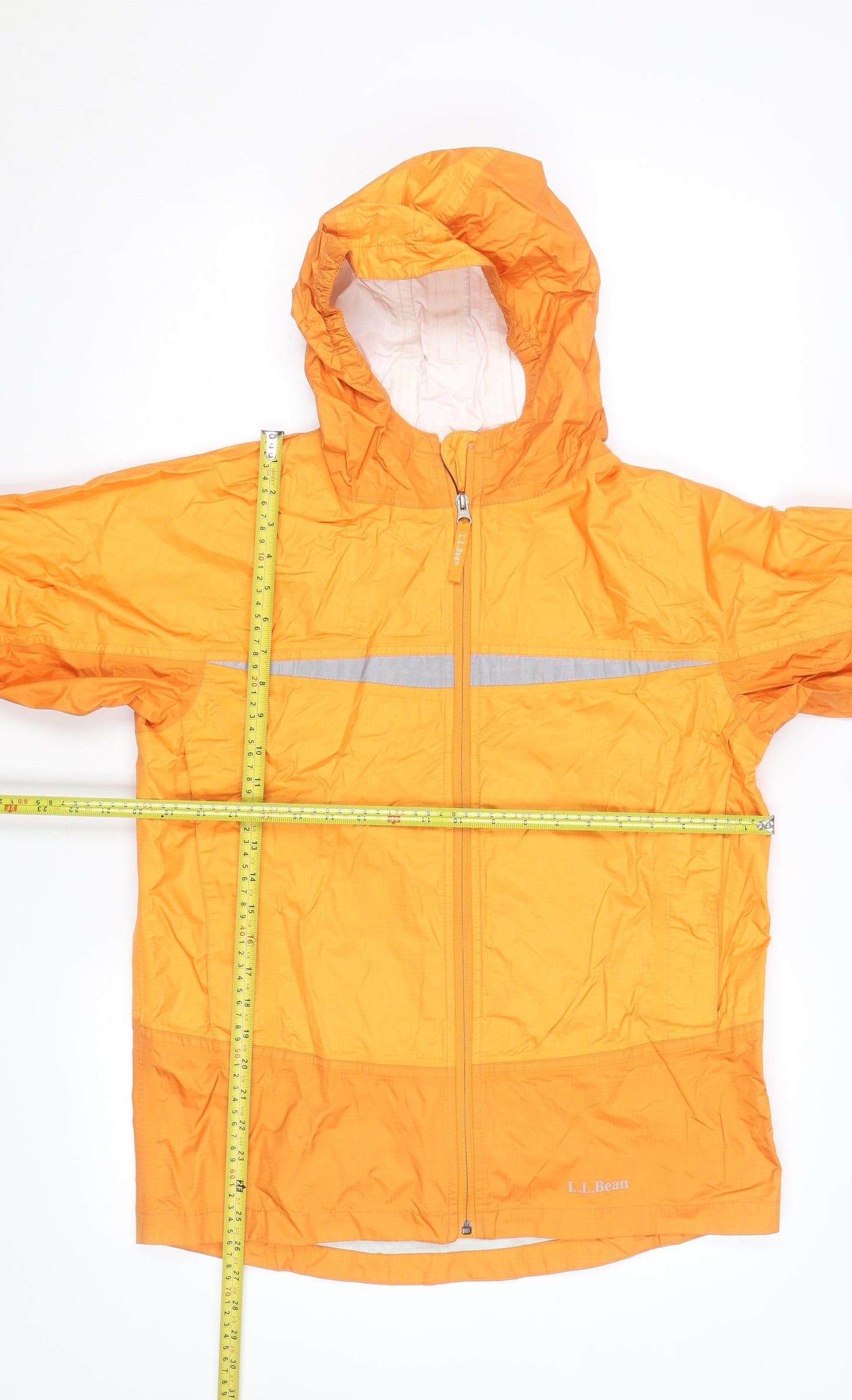 L.L.Bean Women's Orange Hooded Windbreaker Jacket XL Lightweight Waterproof