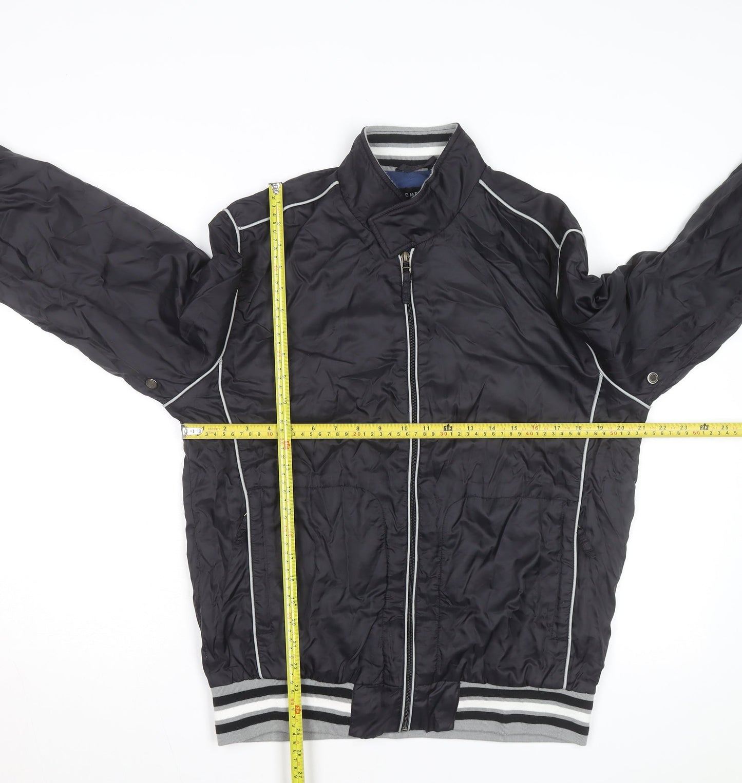 LE MERCIER Mens Black L Bomber Jacket Polyester Zip Casual