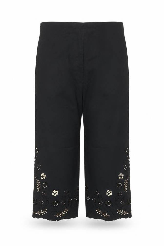 Vanity Womens Black Cropped Embroidered Beaded Trousers Size S