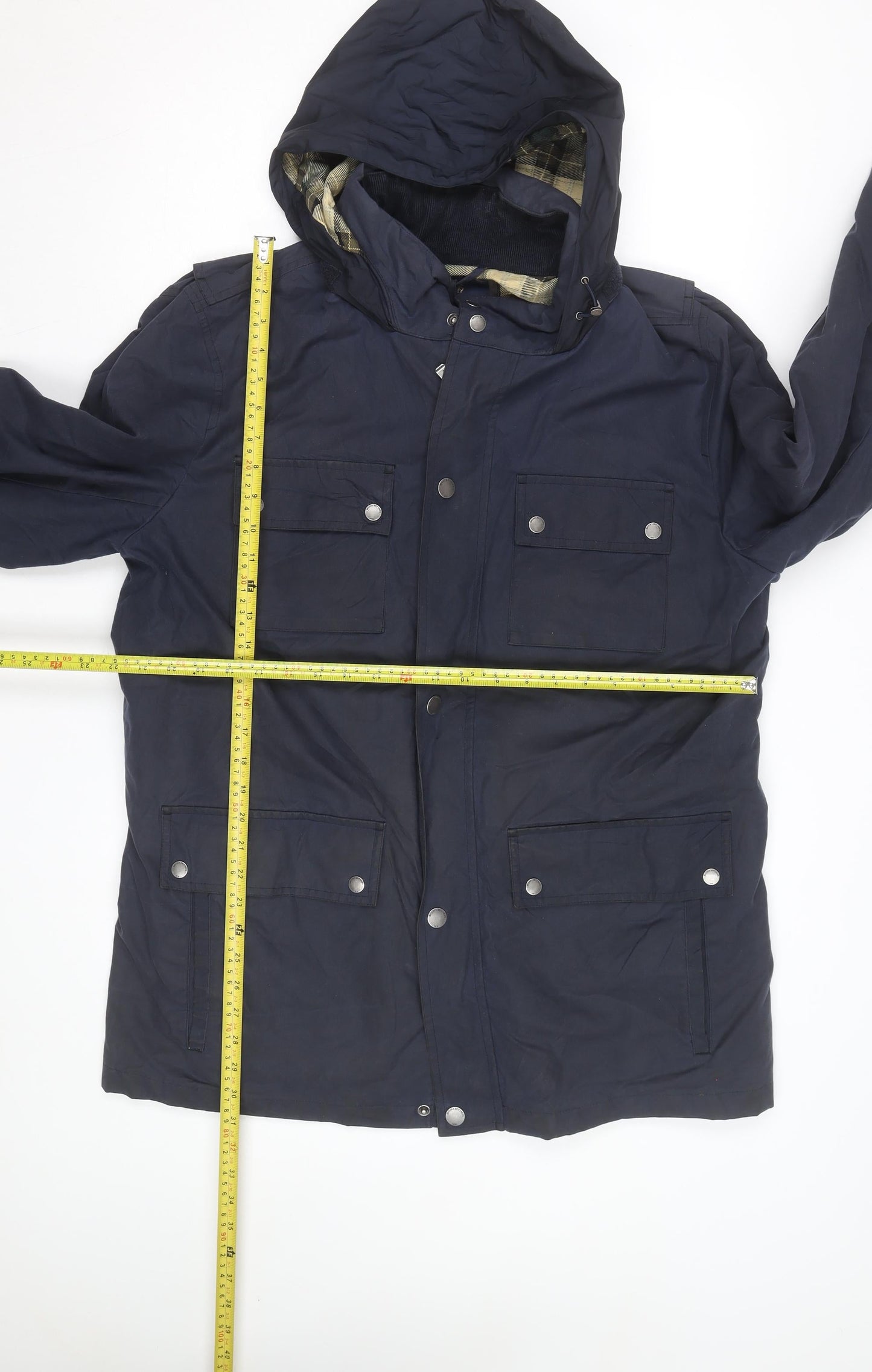 Brooks Brothers Men's Blue Parka Jacket L Hooded Cotton Lined