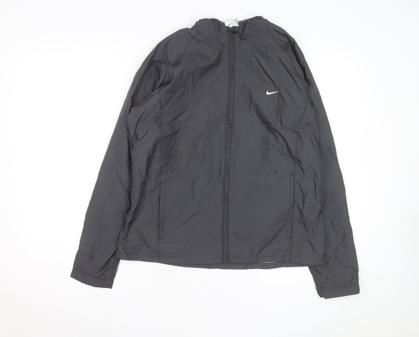 Nike Women's Grey Hooded Windbreaker Jacket Size 10 Lightweight