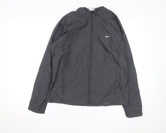 Nike Women's Grey Hooded Windbreaker Jacket Size 10 Lightweight