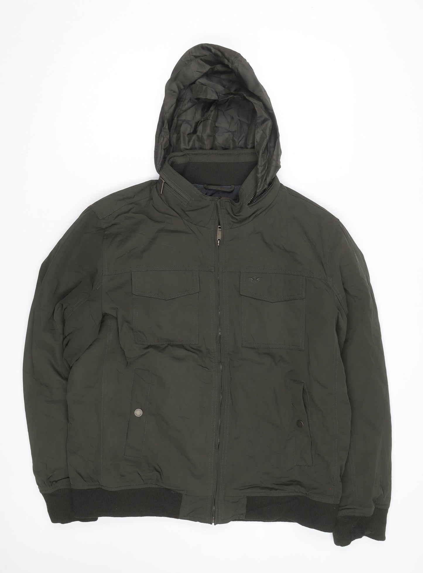 Dockers Men's Green XL Bomber Jacket Hooded Padded Polyester
