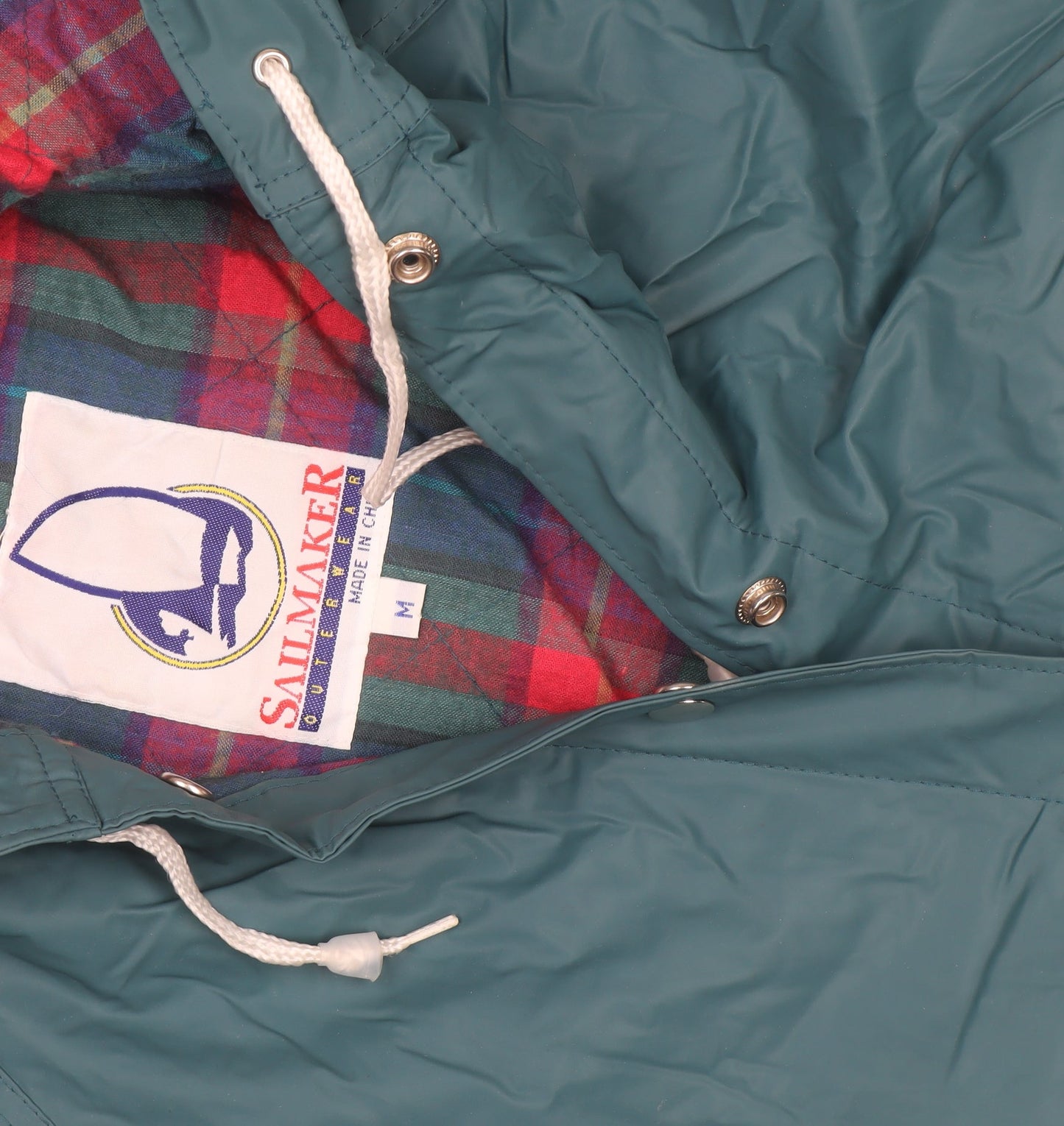 Sailmaker Men’s Green Hooded Rain Coat Jacket Size M Waterproof PVC