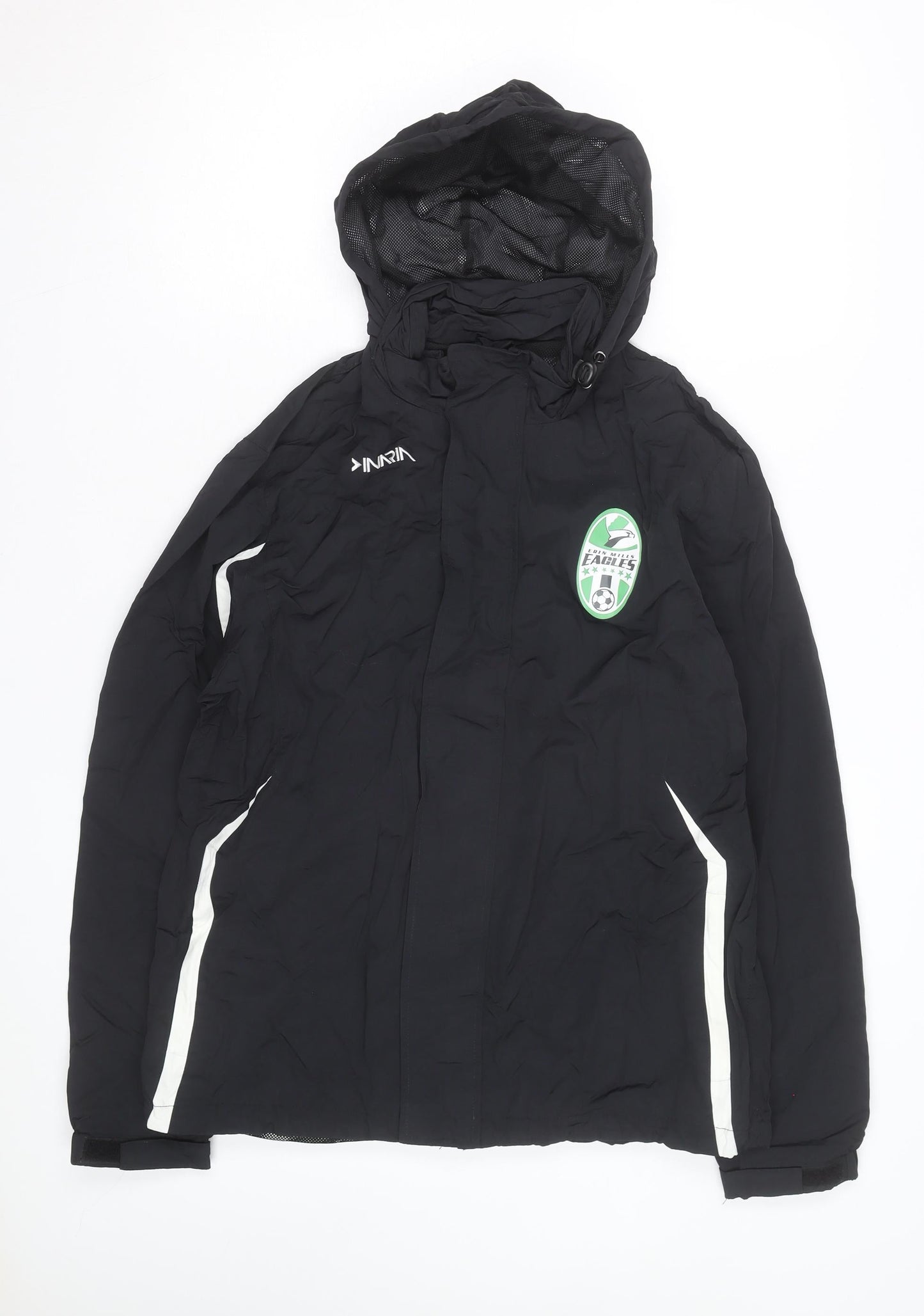 Inaria Men’s Black Hooded Windbreaker Jacket Size S Sports Style