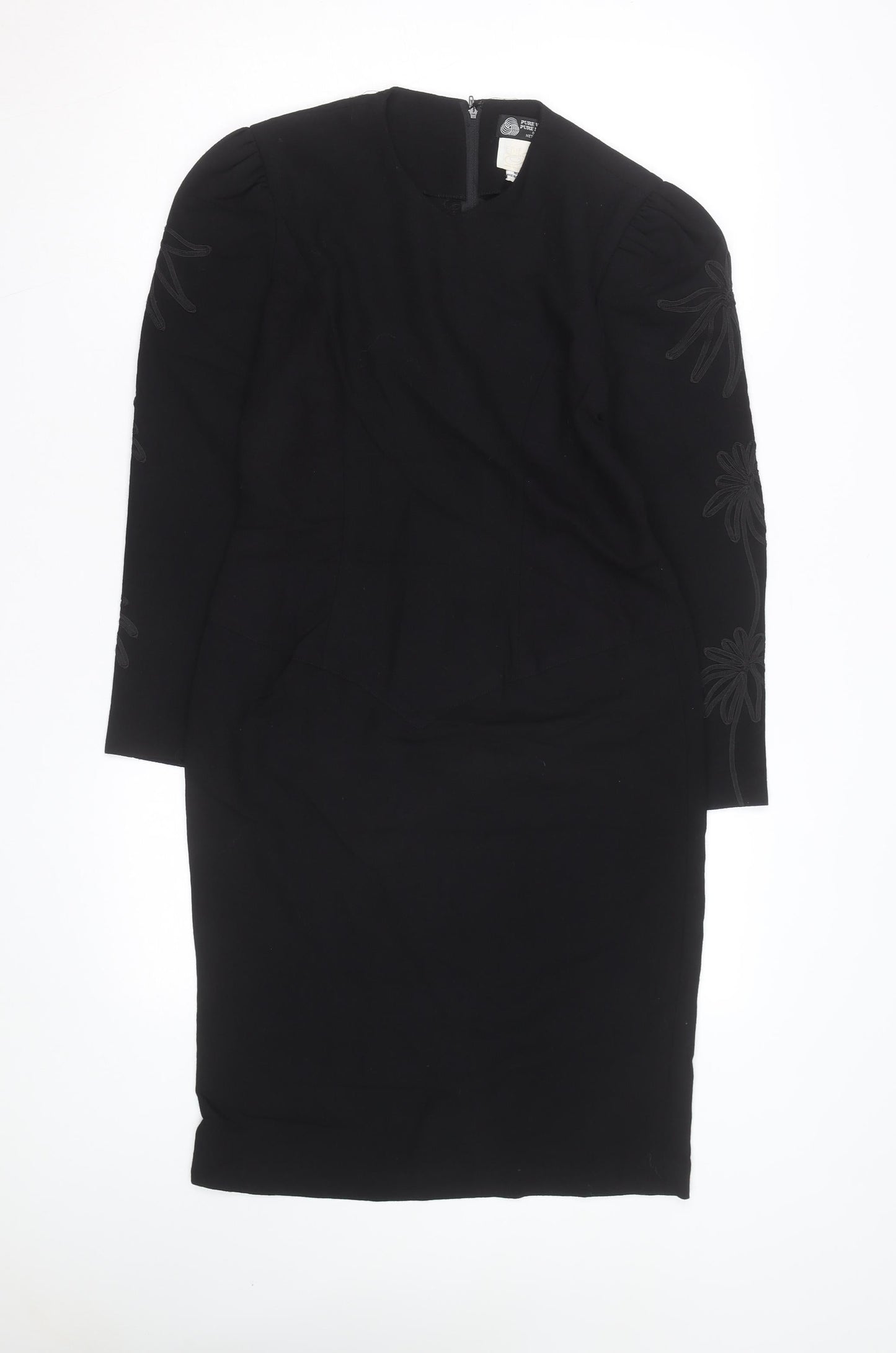 Edie Johne Womens Black Wool Long Sleeve Classic Overcoat S