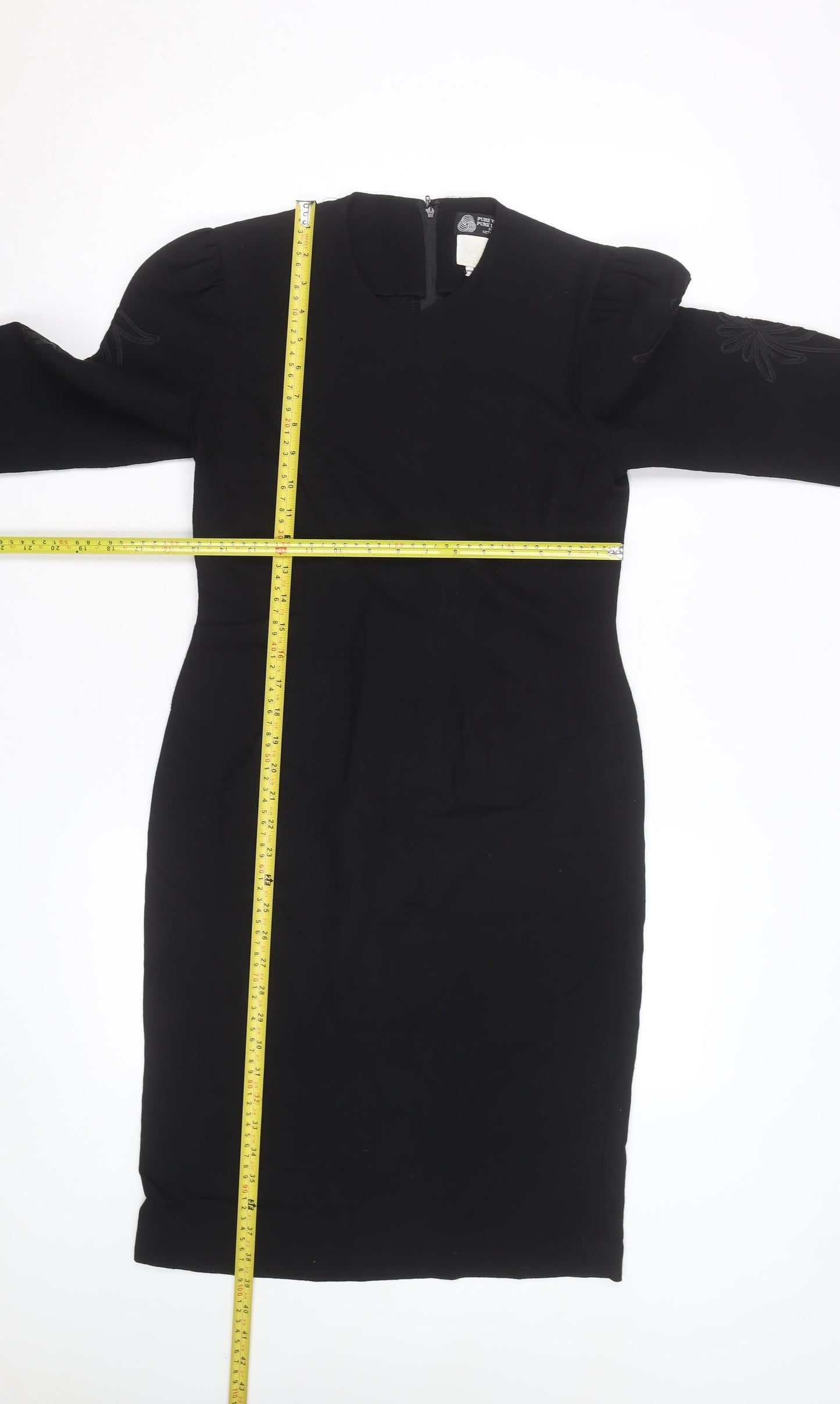 Edie Johne Womens Black Wool Long Sleeve Classic Overcoat S