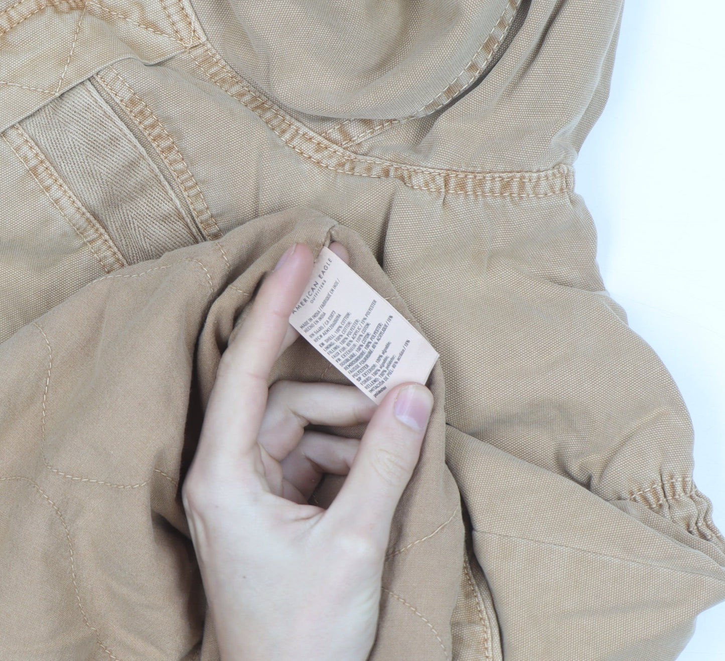 American Eagle Men's Beige 2XL Parka Coat Hooded Faux Fur Trim Winter Jacket