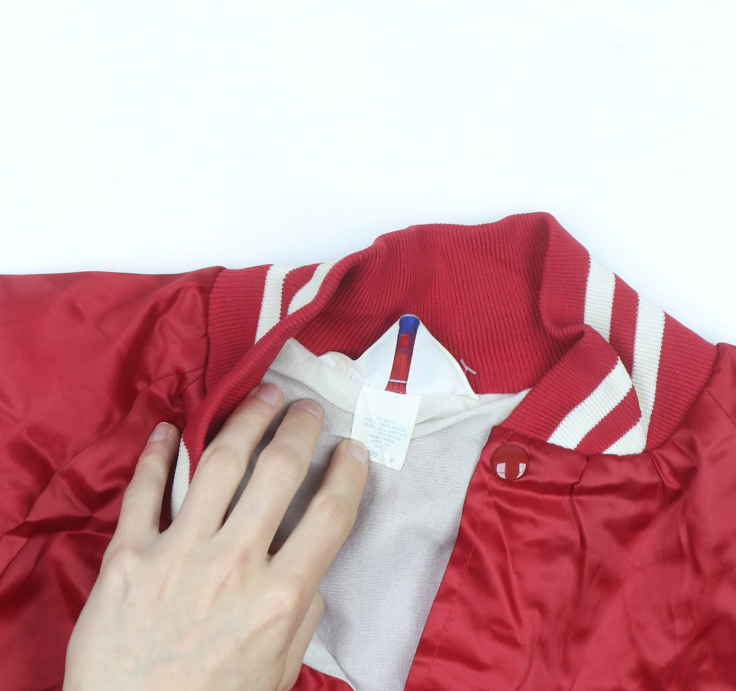 WestArk Men's Red XL Varsity Jacket Nylon Satin 90s USA Made