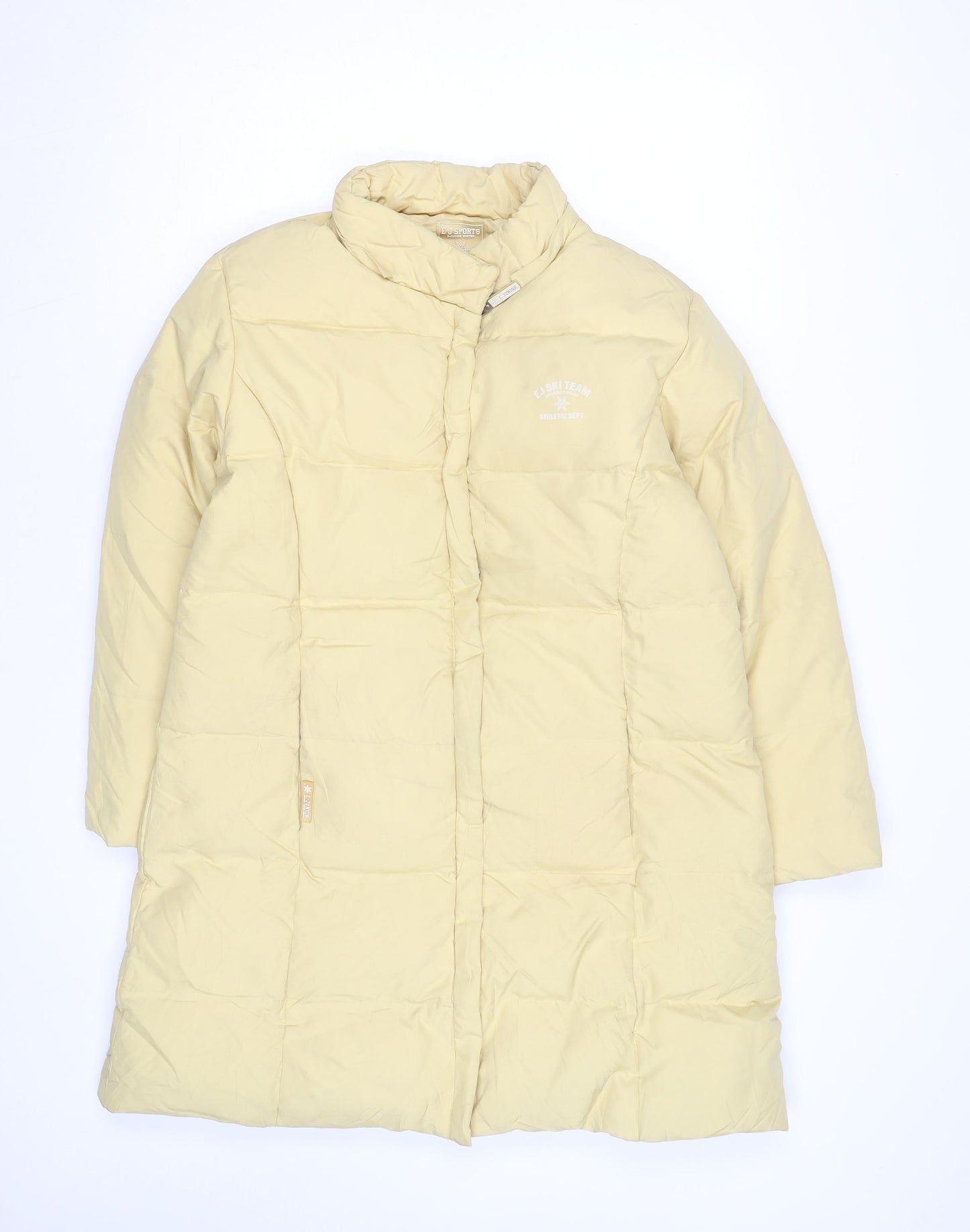 E.J. Sports Womens Beige Size 12 Long Puffer Coat Winter Warm