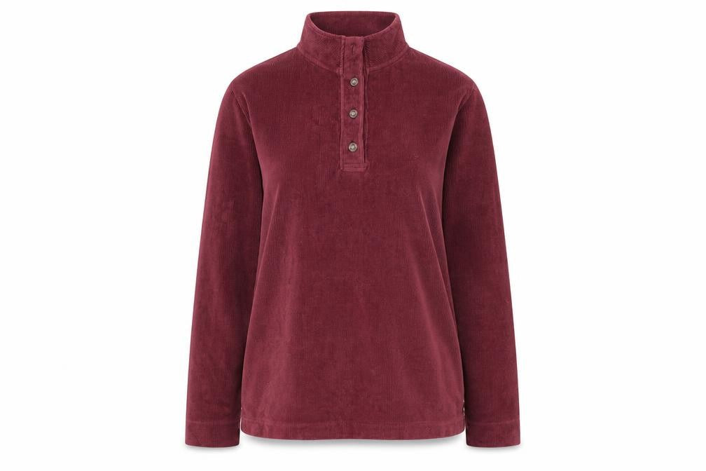 Cotton Traders Women's Red Corduroy Henley Jumper Size 12