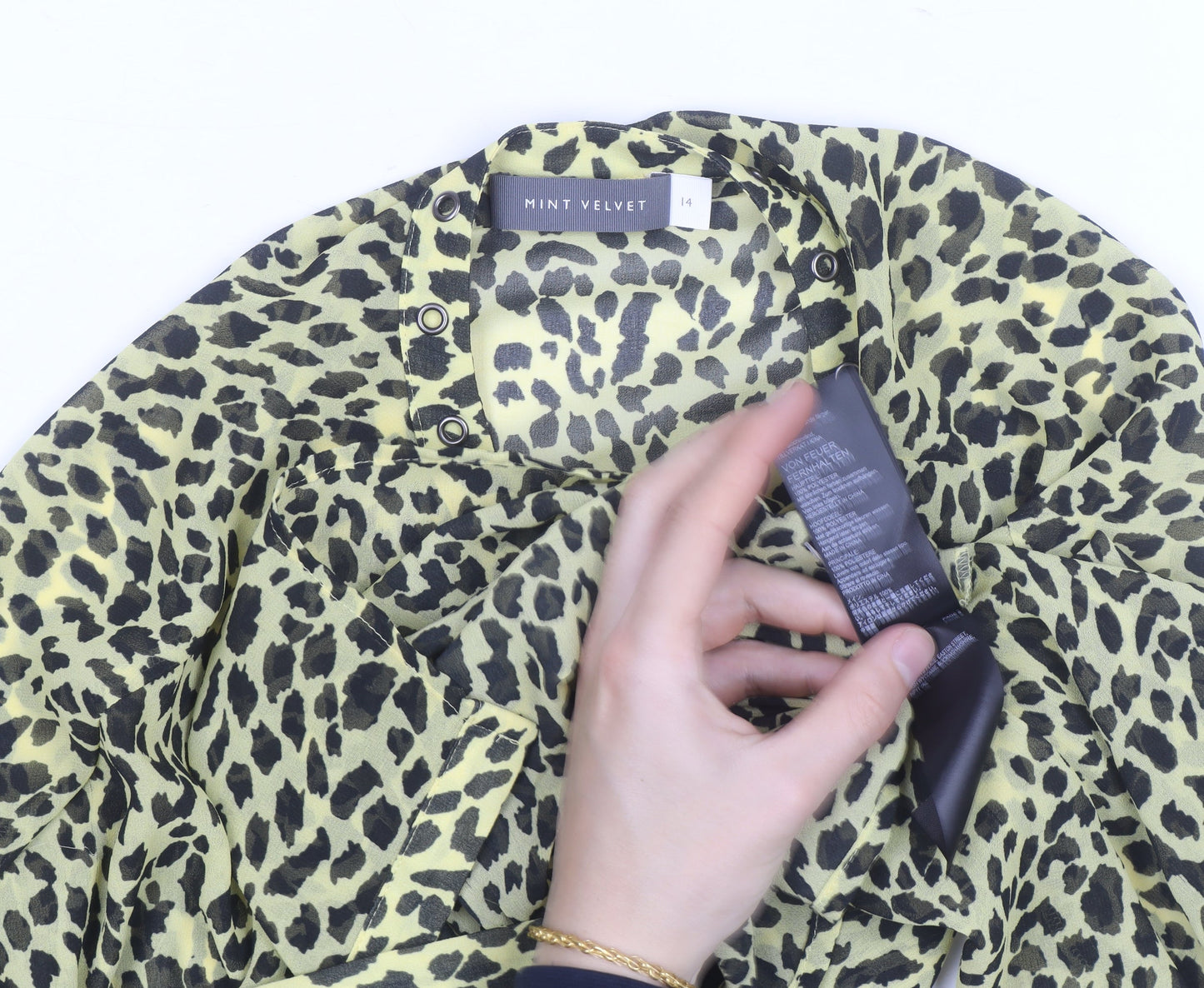 Mint Velvet Women's Leopard Print Sheer Kimono Blouse Size 14