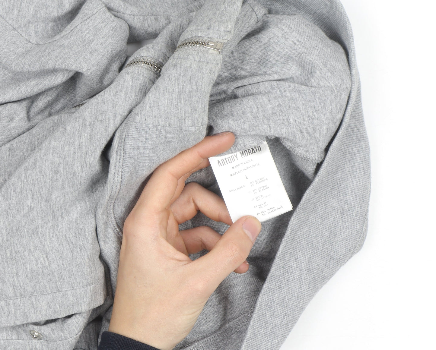 Antony Morato Men's Grey Full Zip Hoodie L Regular Fit