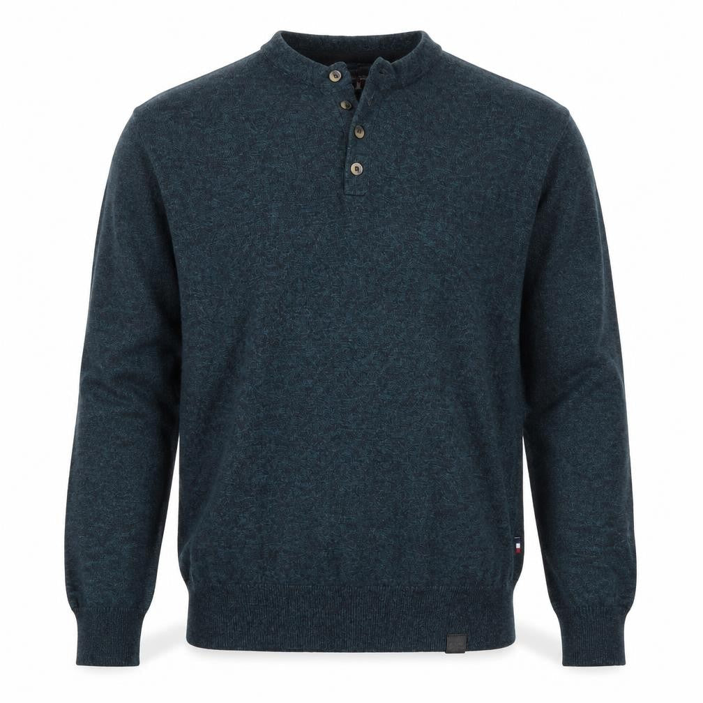 Superdry Mens Green Henley Knit Jumper Size L Long Sleeve Casual
