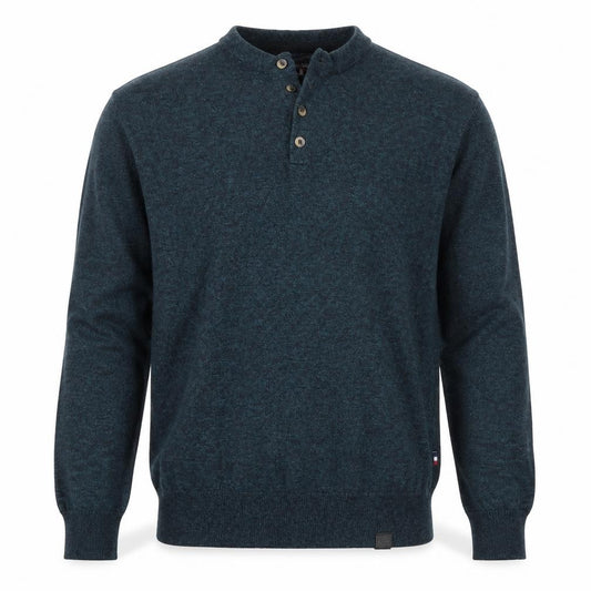 Superdry Mens Green Henley Knit Jumper Size L Long Sleeve Casual