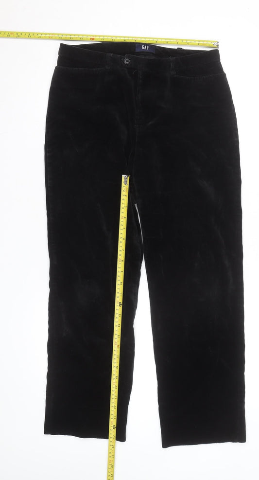 GAP Women’s Black Cotton Velvet Straight Leg Trousers Size 8