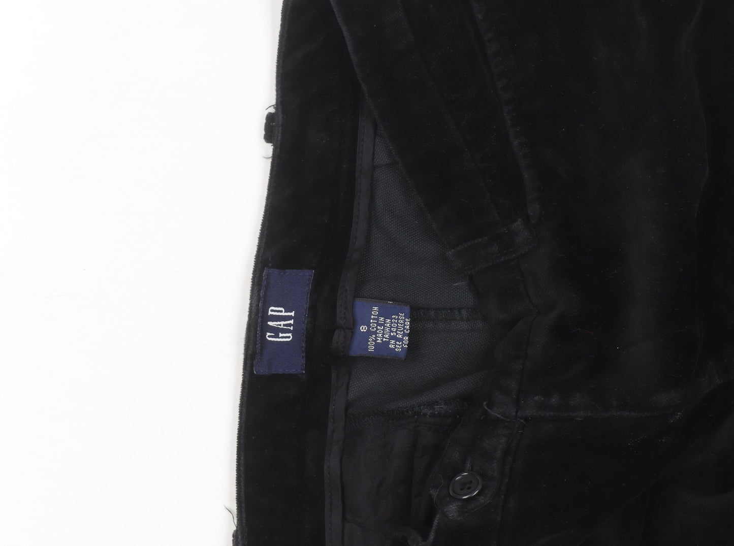 GAP Women’s Black Cotton Velvet Straight Leg Trousers Size 8