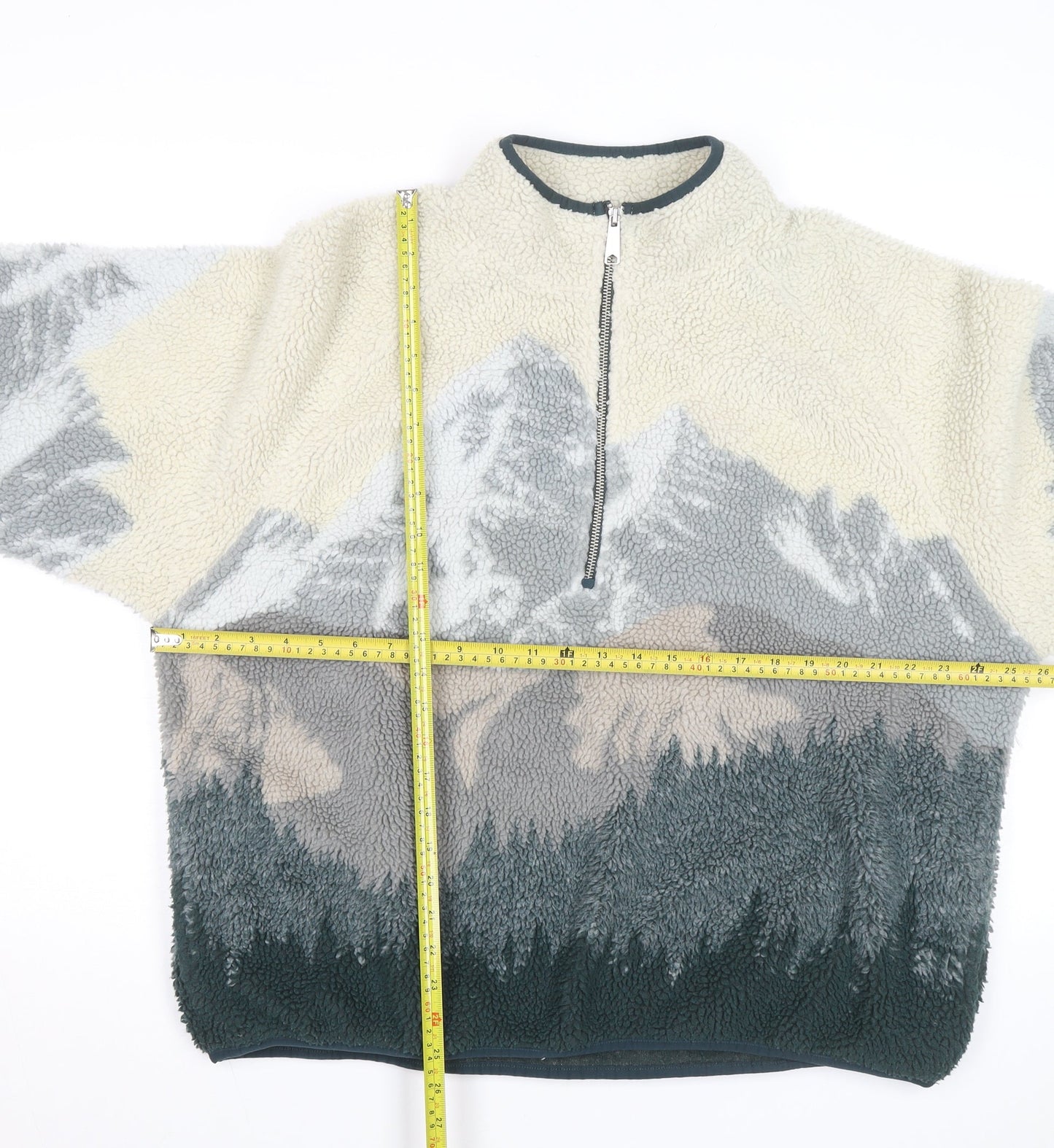 Cotton On Mens Multicoloured Fleece 1/2 Zip Jumper L Relaxed Fit