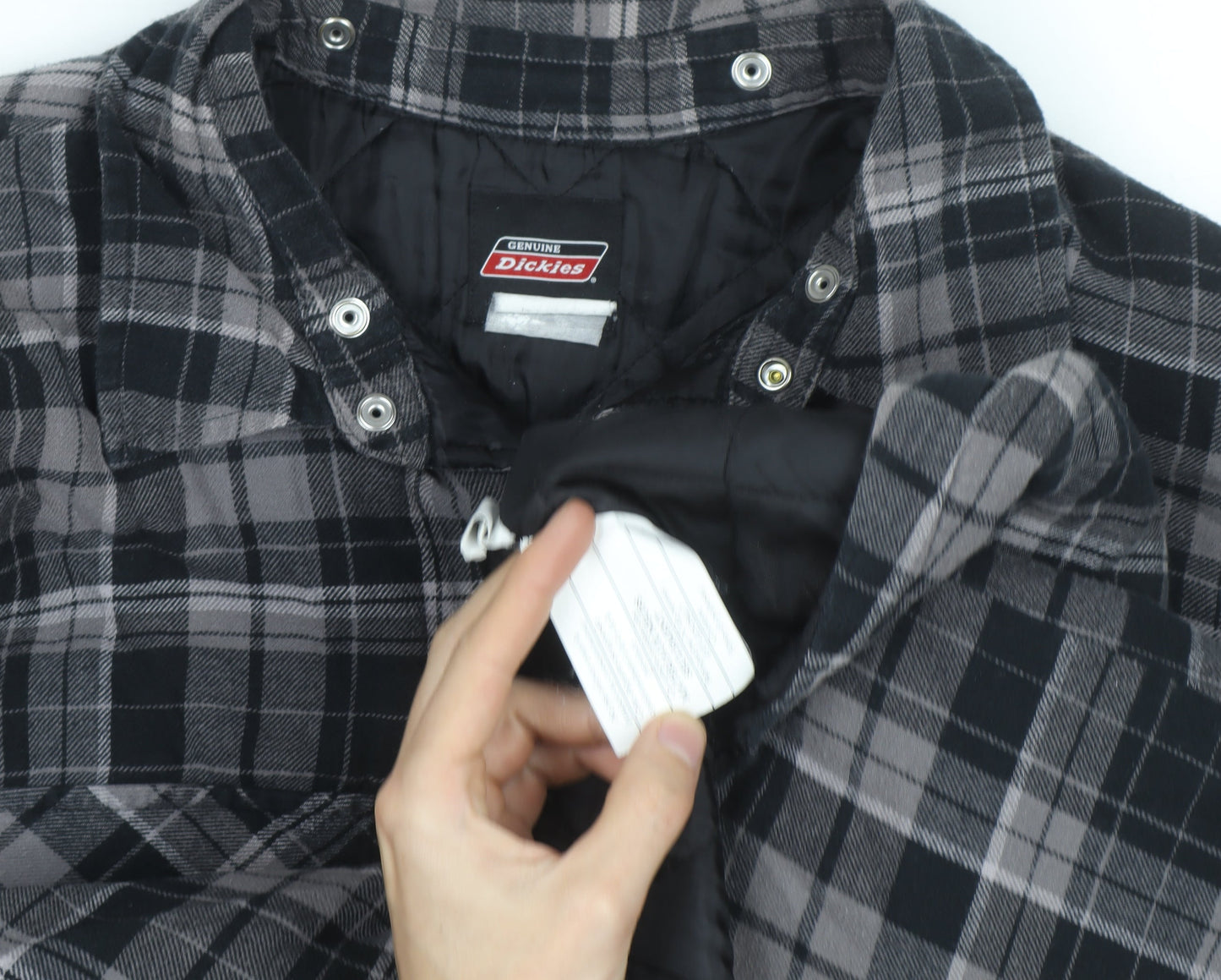 Dickies Men's Grey Check Quilted Flannel Jacket L Regular Fit