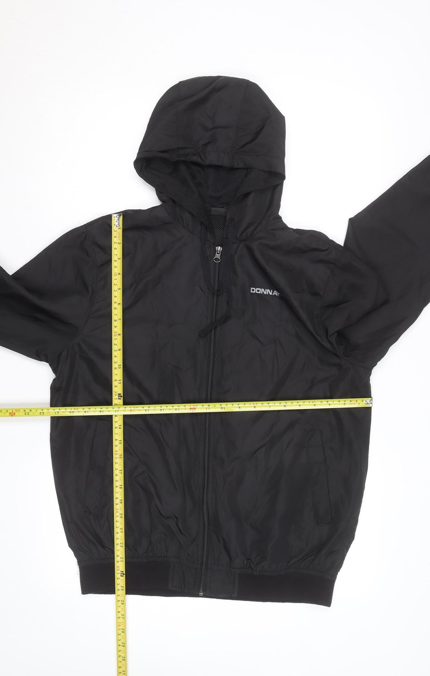 Donnay Men’s Black Hooded Windbreaker Jacket Size S