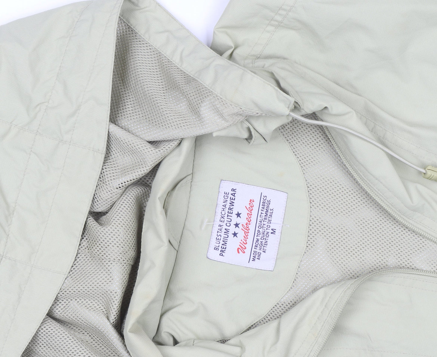 Bluestar Exchange Men's Beige Hooded Windbreaker Jacket Size M