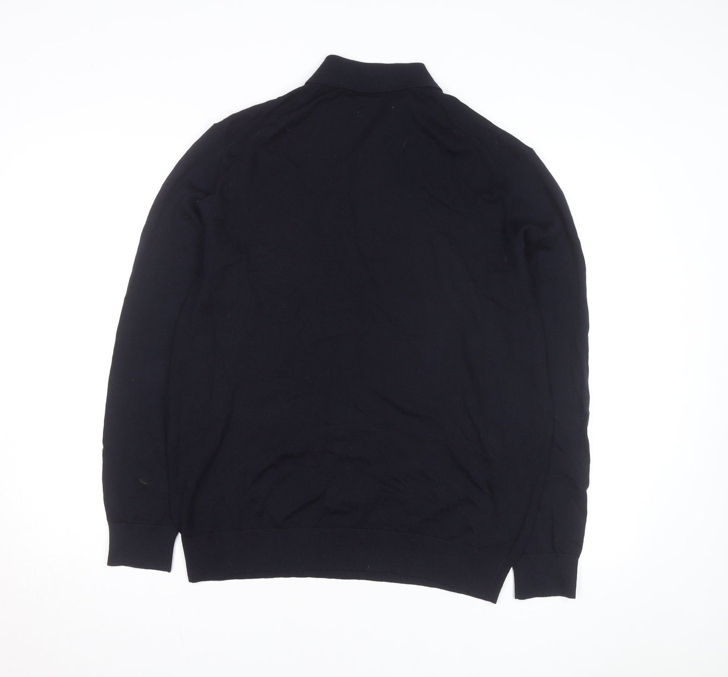 Marks and Spencer Autograph Men's Black Merino Wool Long Sleeve Polo L