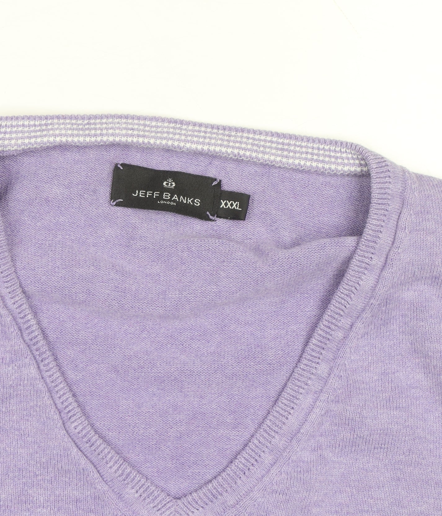 Jeff Banks Men's Purple 3XL V-Neck Cotton Jumper Classic Knitwear