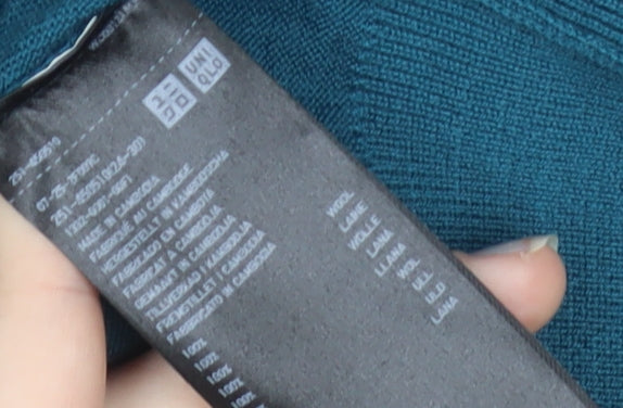 Uniqlo Women's Green Lambswool Cardigan M Crew Neck