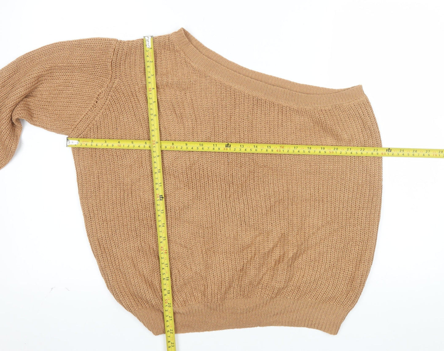 Nasty Gal Women’s Beige Asymmetrical Knit Jumper Size S