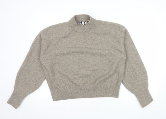 & Other Stories Women Beige Mock Neck Wool Blend Pullover Jumper Size 12