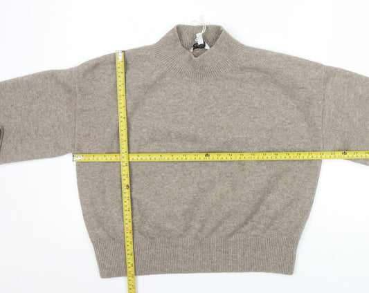 & Other Stories Women Beige Mock Neck Wool Blend Pullover Jumper Size 12
