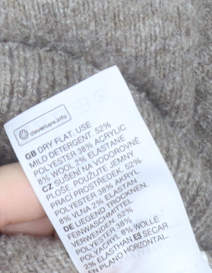 & Other Stories Women Beige Mock Neck Wool Blend Pullover Jumper Size 12