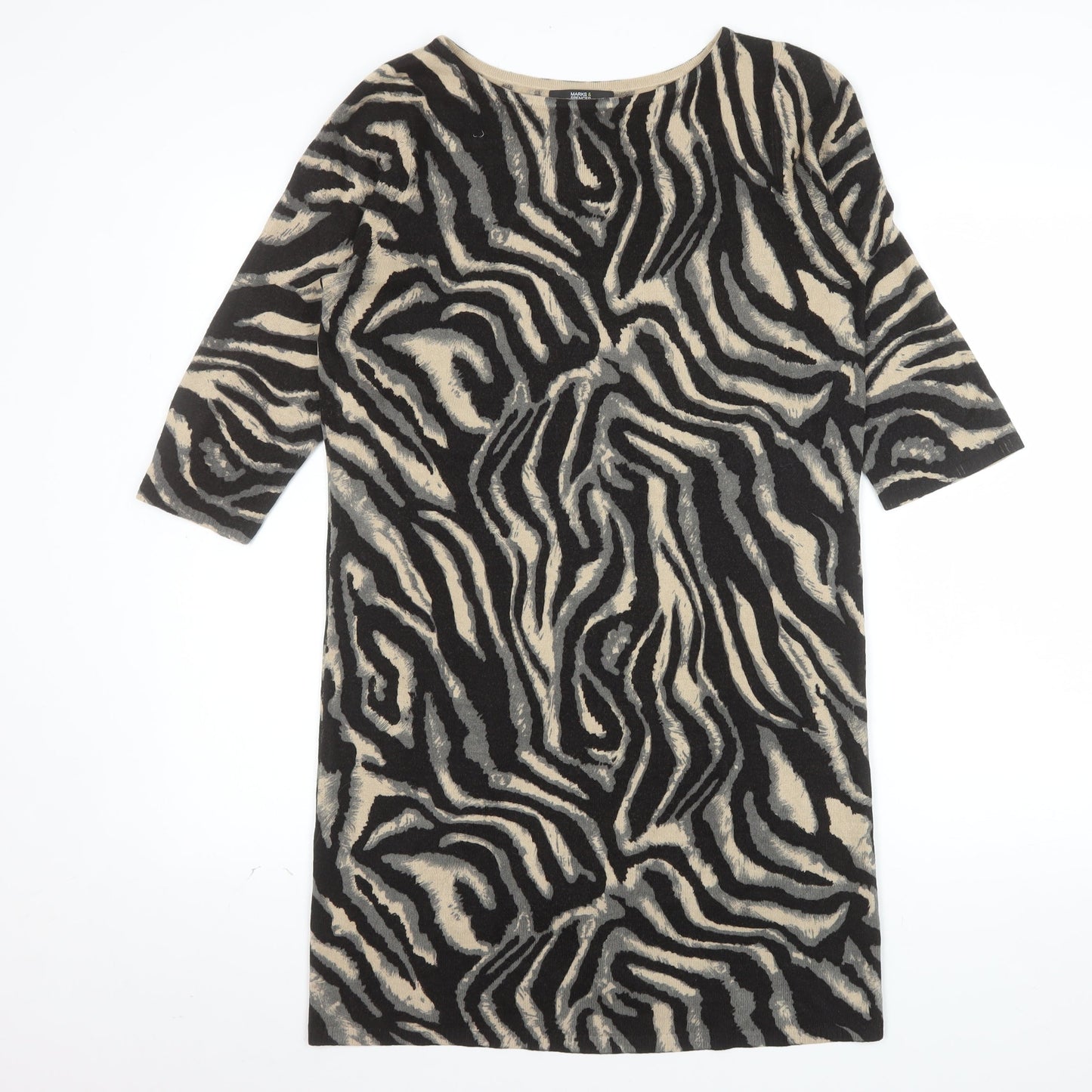 Marks and Spencer Women’s Multicoloured Animal Print 3/4 Sleeve Tunic Jumper Size 14