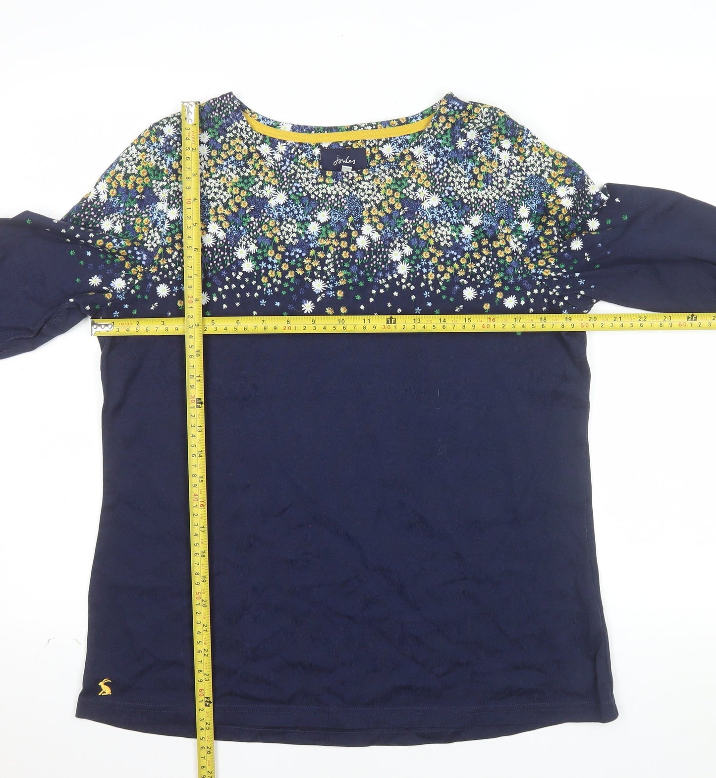 Joules Womens Blue Floral Long Sleeve Cotton T-Shirt Size 16