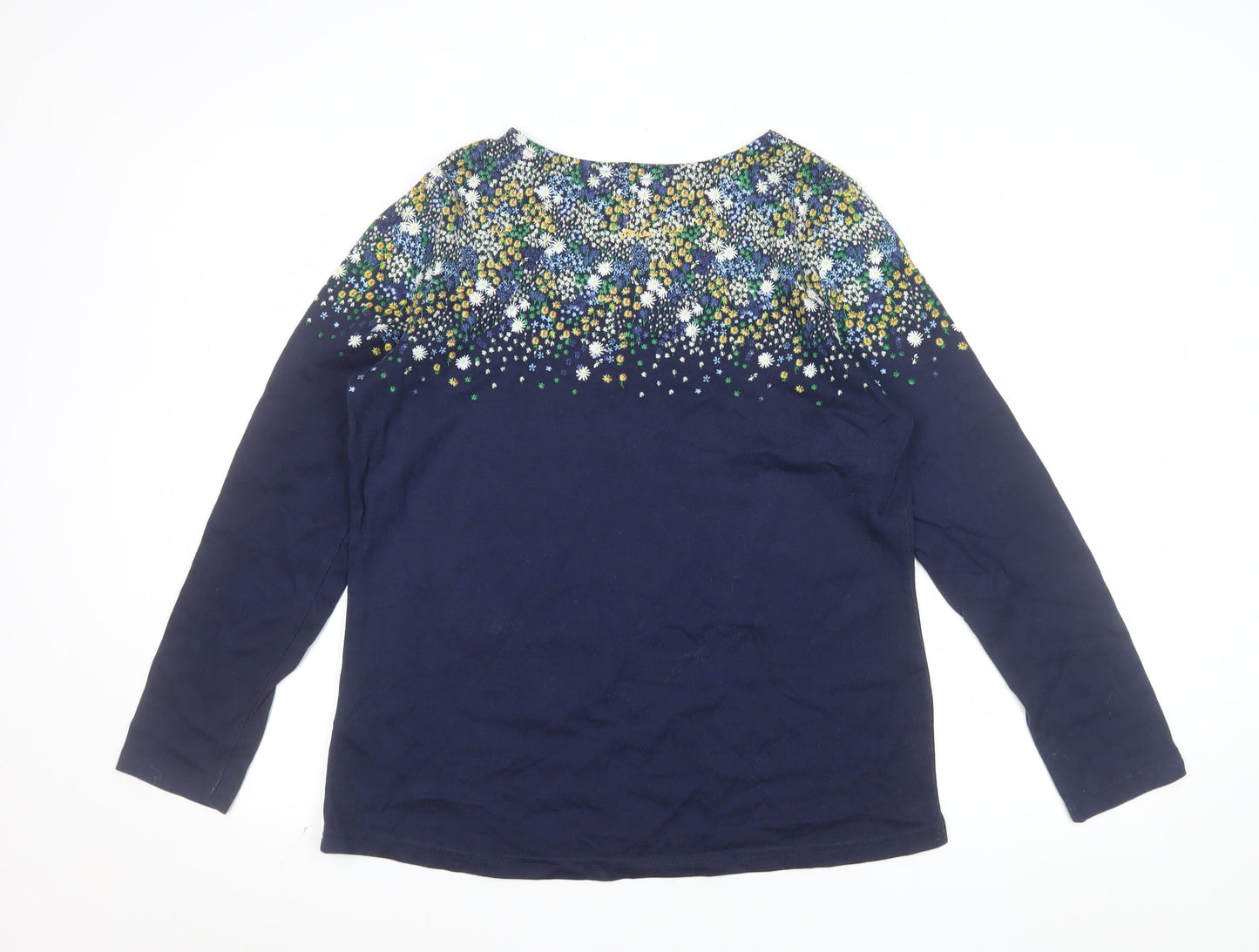 Joules Womens Blue Floral Long Sleeve Cotton T-Shirt Size 16