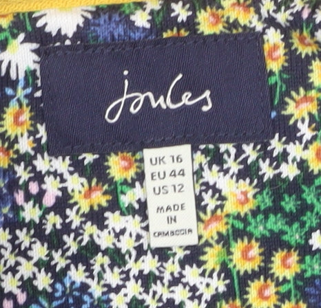 Joules Womens Blue Floral Long Sleeve Cotton T-Shirt Size 16