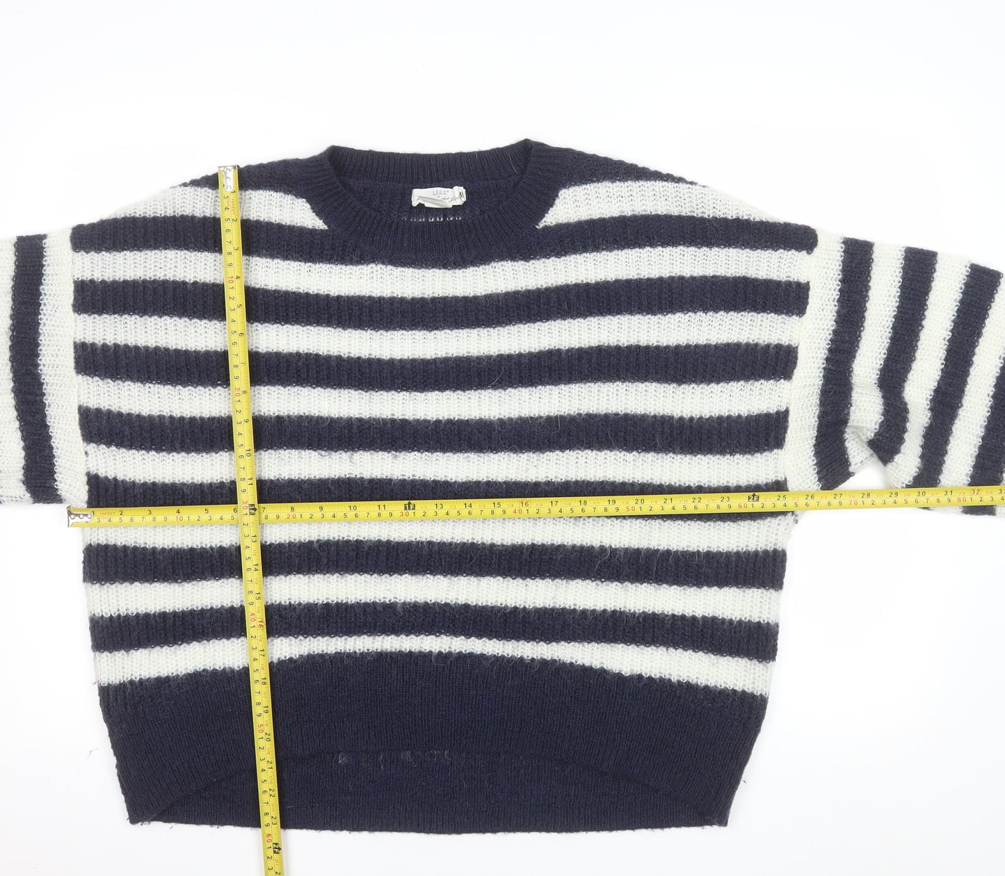 L.O.G.G. Women Navy White Striped Crew Neck Pullover Jumper M