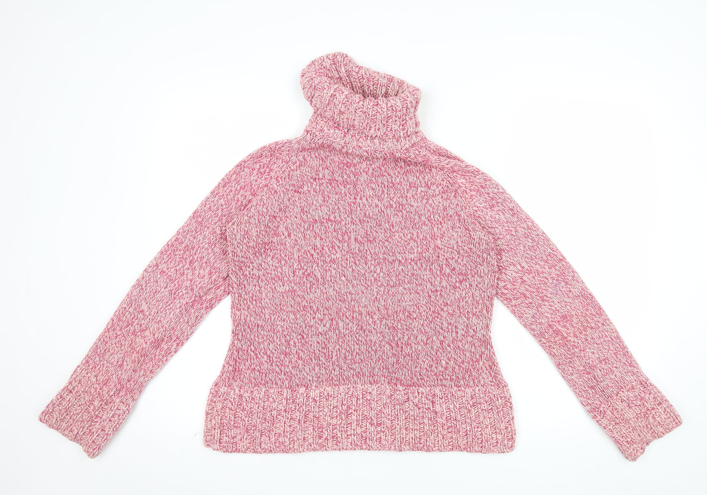 Next Women Pink Roll Neck Chunky Knit Jumper UK 12 Long Sleeve