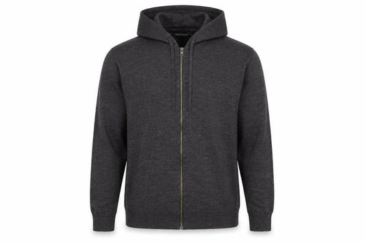 French Connection Men's Grey Wool Full Zip Hooded Jumper Size L