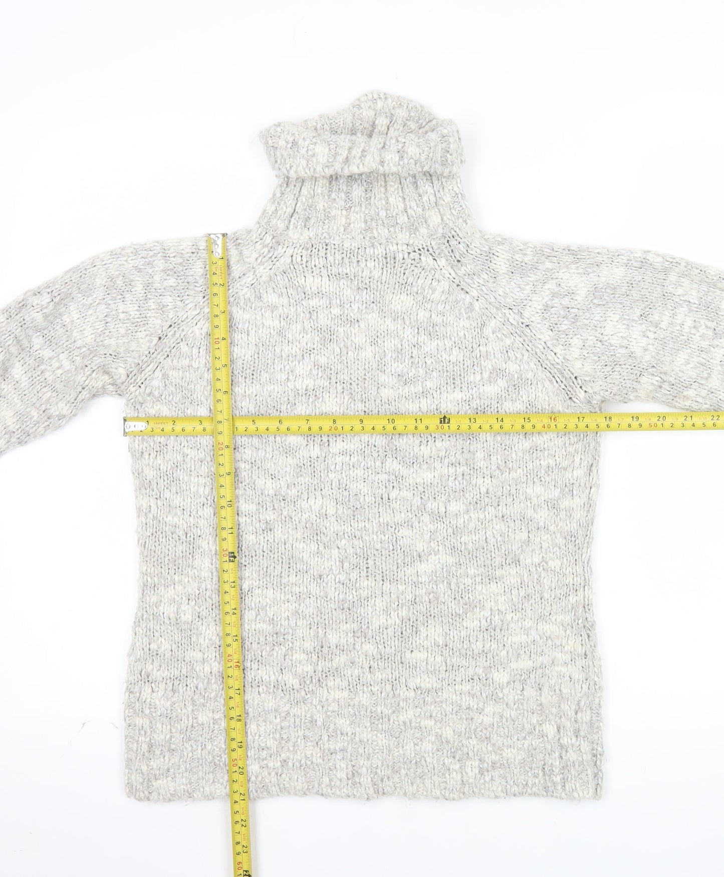NEXT Women's Grey Roll Neck Chunky Knit Jumper UK 12