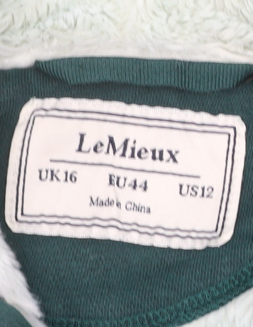 LeMieux Womens Green Full Zip Hooded Sweatshirt UK16 Lined Fleece