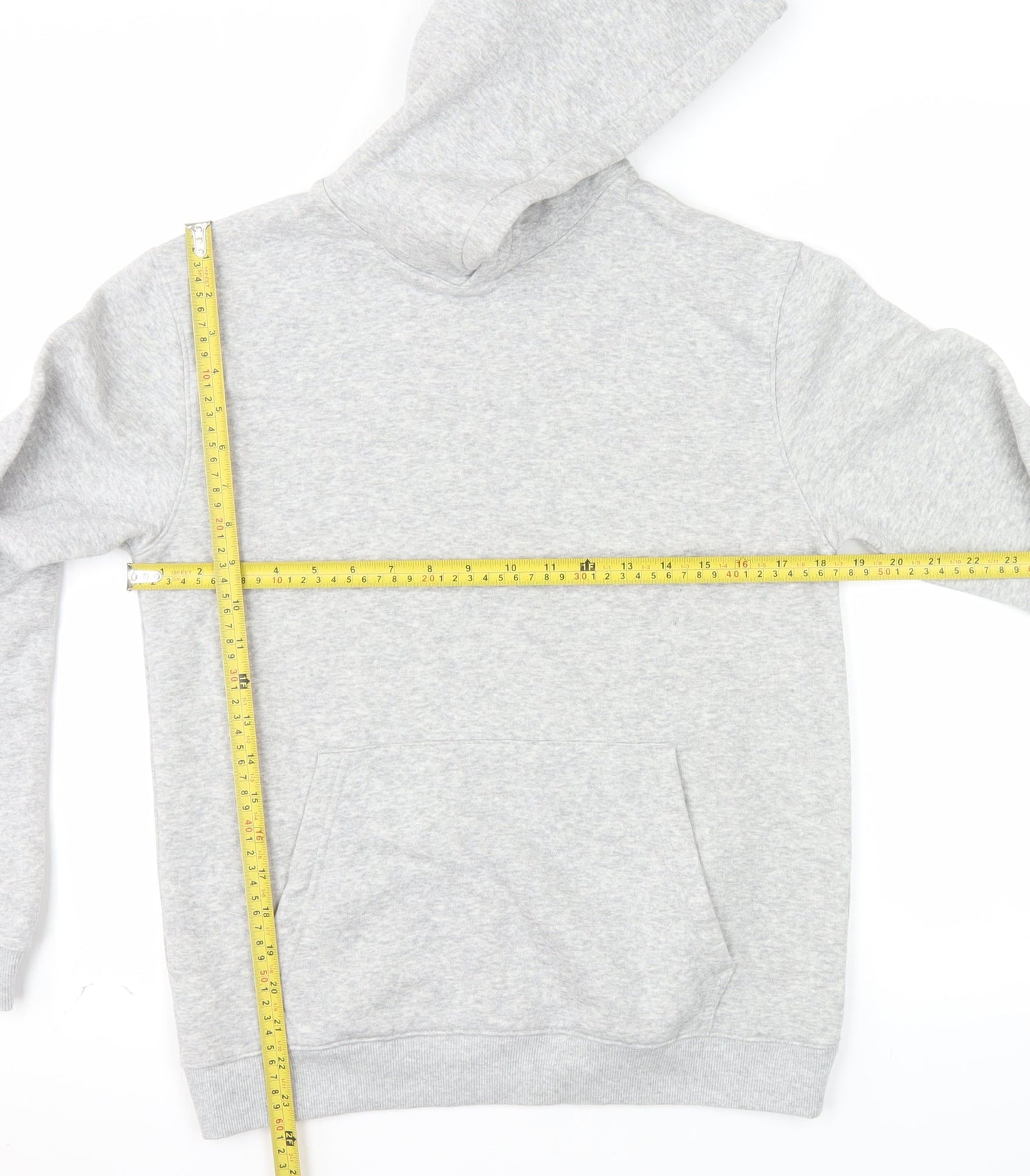 H&M Girls Grey Pullover Fleece Hoodie 13-14 Years Regular Fit