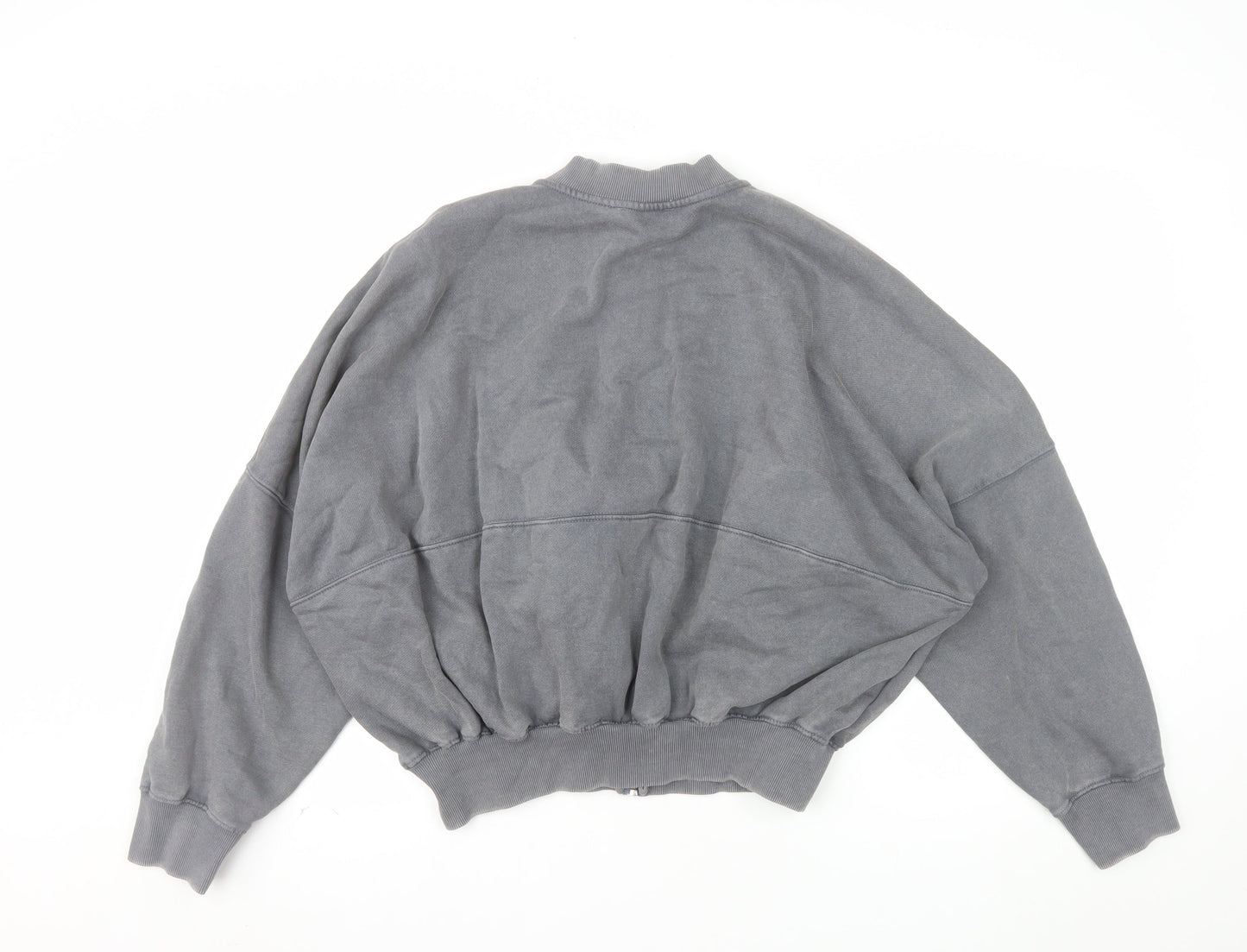 ZARA Womens Grey Full Zip Sweatshirt Size 10 Relaxed Fit