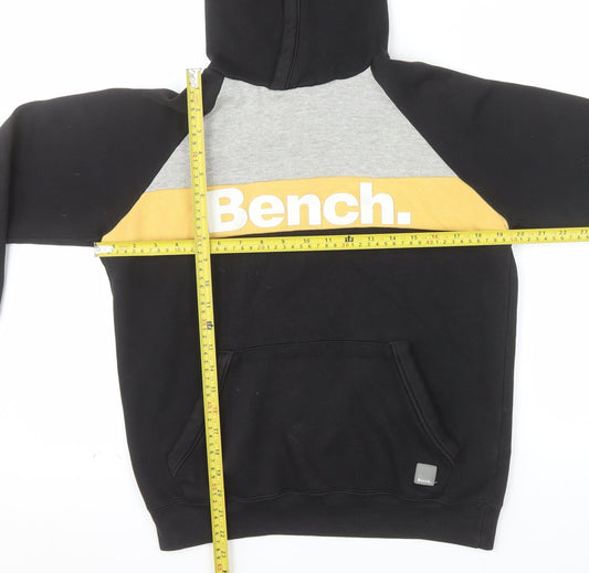 Bench Boys Black Yellow Colourblock Pullover Hoodie Age 13 Cotton Blend