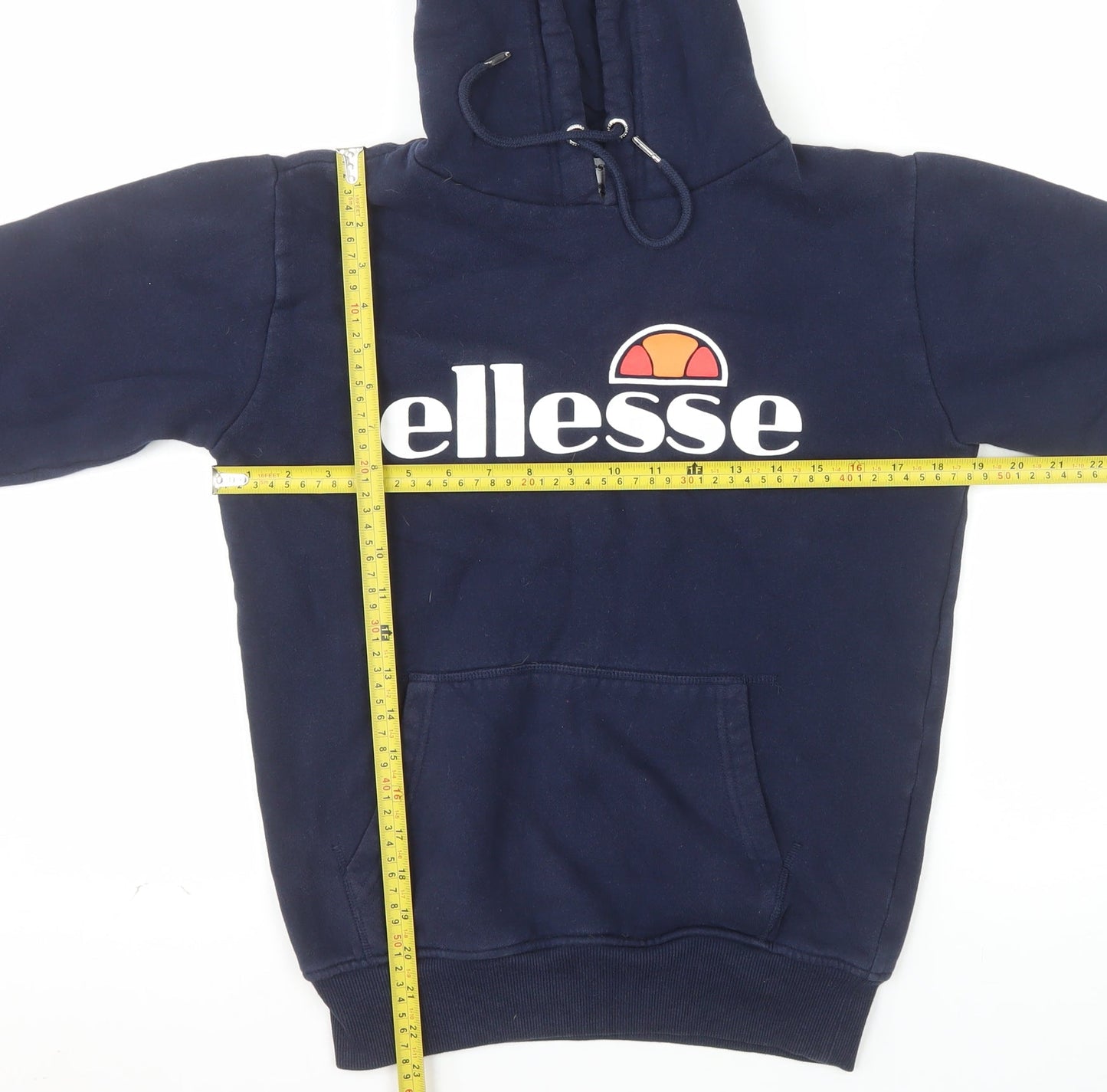 Ellesse Womens Navy Blue Pullover Hoodie UK 8 Cotton Blend Hooded Sweatshirt